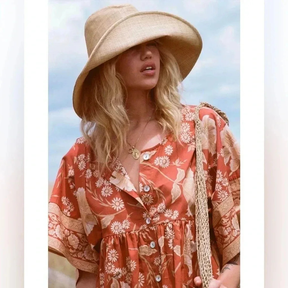 NWT SPELL & THE GYPSY Sloan Smock Mini Dress in Ochre Size M - Picture 4 of 16